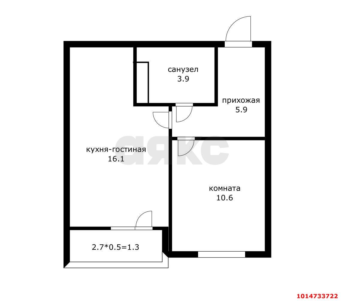 Фото №19: 1-комнатная квартира 36 м² - Краснодар, жилой комплекс Дыхание