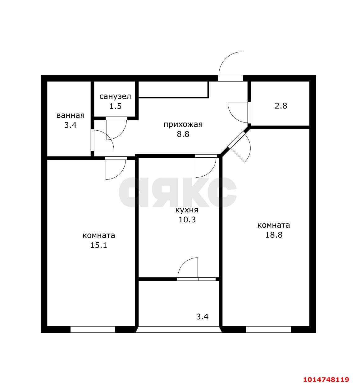 Фото №9: 2-комнатная квартира 64 м² - Краснодар, Центральный, ул. Красная, 176