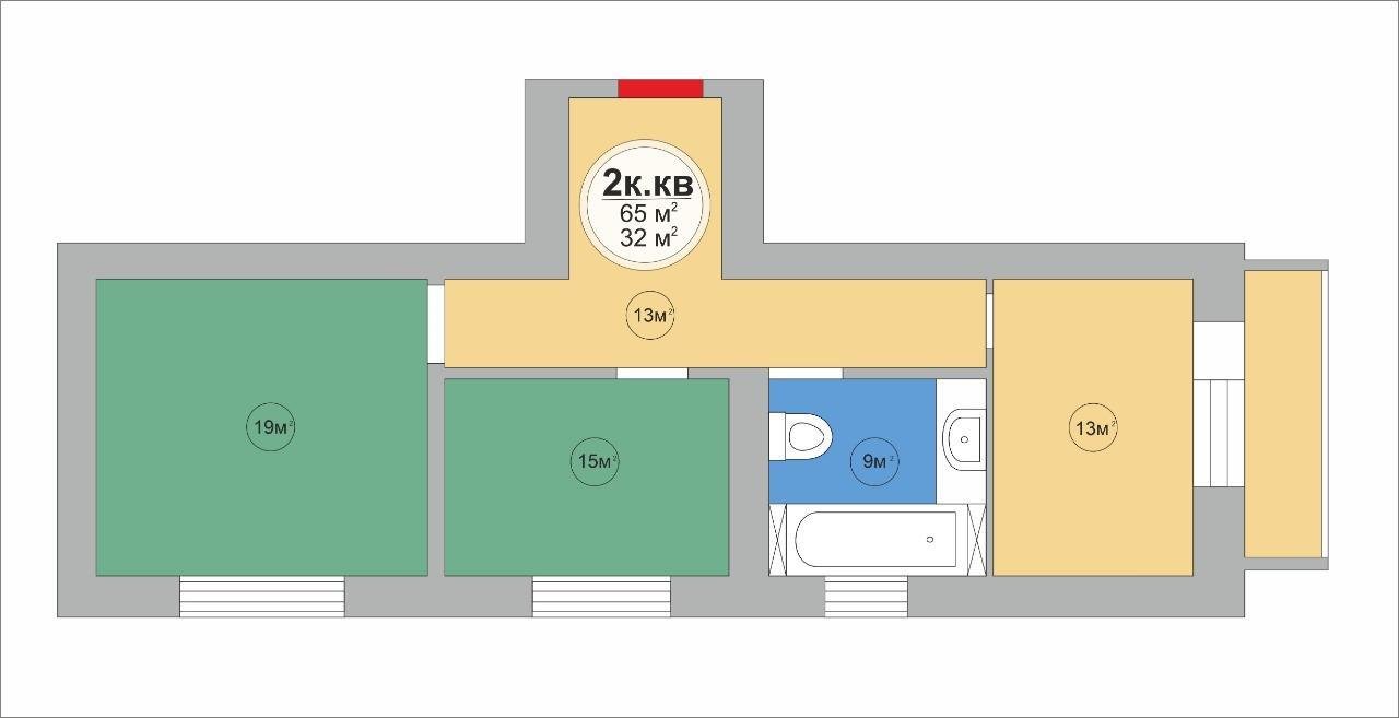 Фото №18: 2-комнатная квартира 67 м² - Краснодар, Прикубанский внутригородской округ, Завод Радиоизмерительных Приборов, п. Калинино, ул. Вологодская, 20