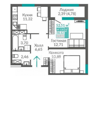 Фото №11: 2-комнатная квартира 56 м² - Симферополь, жилой комплекс Ваниль, пр-кт Александра Суворова, 103