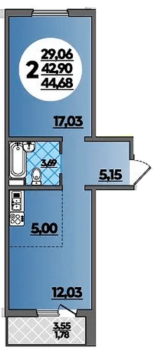 Фото №1: 1-комнатная квартира 44 м² - Берёзовый, Прикубанский внутригородской округ, мкр. жилой комплекс Молодёжный-2