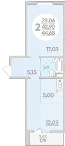 Фото №1: 1-комнатная квартира 44 м² - Берёзовый, Прикубанский внутригородской округ, мкр. жилой комплекс Молодёжный-2