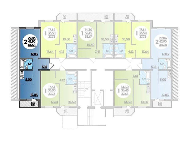 Фото №8: 1-комнатная квартира 44 м² - Берёзовый, Прикубанский внутригородской округ, мкр. жилой комплекс Молодёжный-2