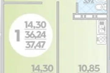 Фото №1: 1-комнатная квартира 37 м² - Берёзовый, мкр. жилой комплекс Молодёжный-2, 