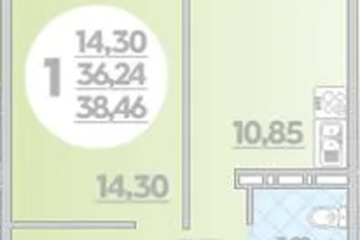Фото №1: 1-комнатная квартира 38 м² - Берёзовый, мкр. жилой комплекс Молодёжный-2, 