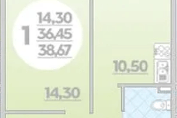 Фото №1: 1-комнатная квартира 38 м² - Берёзовый, мкр. жилой комплекс Молодёжный-2, 
