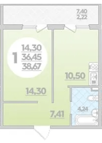 Фото №1: 1-комнатная квартира 38 м² - Берёзовый, Прикубанский внутригородской округ, мкр. жилой комплекс Молодёжный-2
