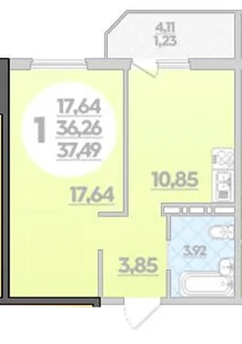 Фото №1: 1-комнатная квартира 37 м² - Берёзовый, Прикубанский внутригородской округ, мкр. жилой комплекс Молодёжный-2