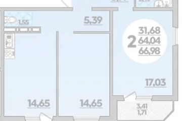 Фото №1: 2-комнатная квартира 66 м² - Берёзовый, мкр. жилой комплекс Молодёжный-2, 