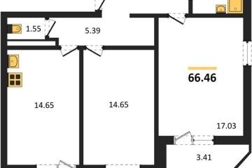 Фото №1: 2-комнатная квартира 66 м² - Берёзовый, мкр. жилой комплекс Молодёжный-2,