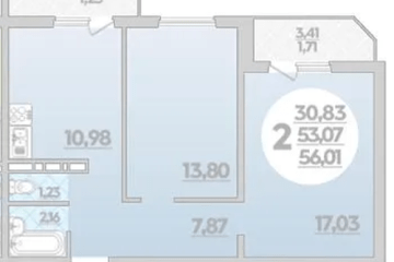 Фото №1: 2-комнатная квартира 56 м² - Берёзовый, мкр. жилой комплекс Молодёжный-2, 