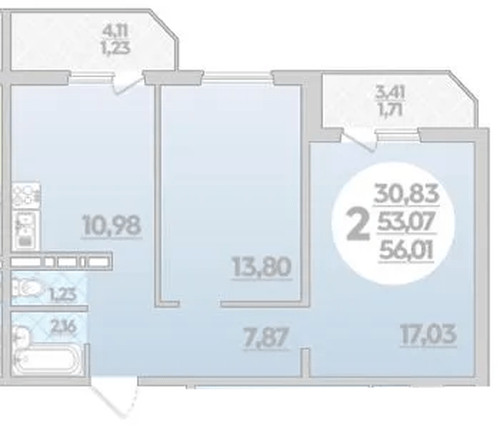 Фото №1: 2-комнатная квартира 56 м² - Берёзовый, Прикубанский внутригородской округ, мкр. жилой комплекс Молодёжный-2