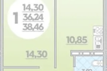 Фото №1: 1-комнатная квартира 38 м² - Берёзовый, мкр. жилой комплекс Молодёжный-2, 