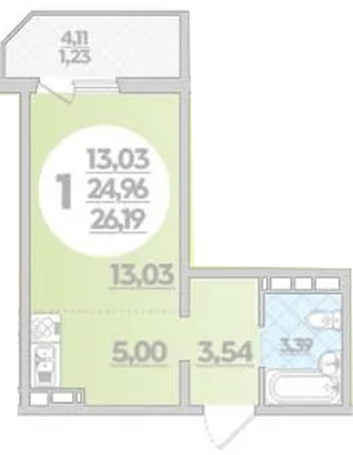 Фото №1: Студия 26 м² - Берёзовый, Прикубанский внутригородской округ, мкр. жилой комплекс Молодёжный-2