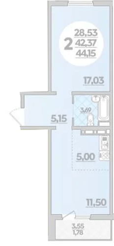 Фото №1: 1-комнатная квартира 44 м² - Берёзовый, Прикубанский внутригородской округ, мкр. жилой комплекс Молодёжный-2