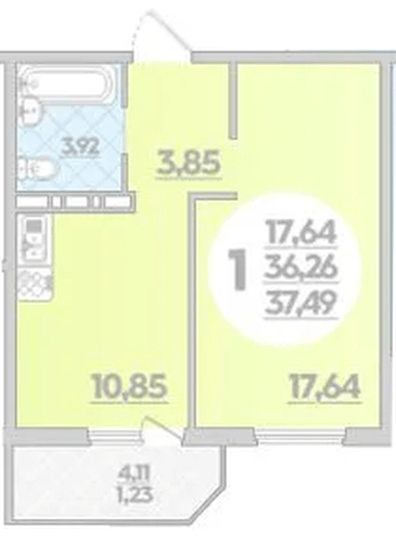 Фото №1: 1-комнатная квартира 37 м² - Берёзовый, Прикубанский внутригородской округ, мкр. жилой комплекс Молодёжный-2