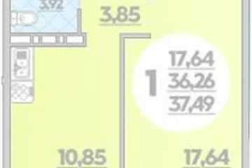 Фото №1: 1-комнатная квартира 37 м² - Берёзовый, мкр. жилой комплекс Молодёжный-2, 