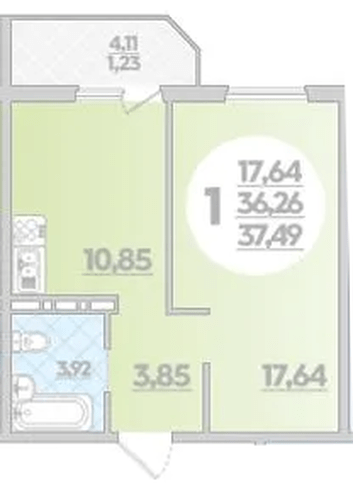 Фото №1: 1-комнатная квартира 37 м² - Берёзовый, Прикубанский внутригородской округ, мкр. жилой комплекс Молодёжный-2