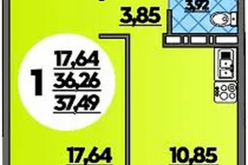 Фото №1: 1-комнатная квартира 37 м² - Берёзовый, мкр. жилой комплекс Молодёжный-2, 