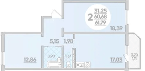 Фото №1: 2-комнатная квартира 61 м² - Берёзовый, Прикубанский внутригородской округ, мкр. жилой комплекс Молодёжный-2