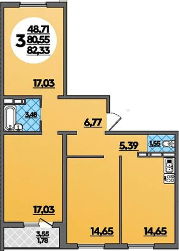 Фото №1: 3-комнатная квартира 82 м² - Берёзовый, Прикубанский внутригородской округ, мкр. жилой комплекс Молодёжный-2