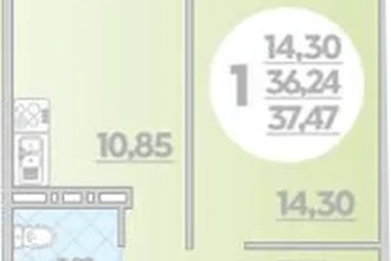 Фото №1: 1-комнатная квартира 37 м² - Берёзовый, мкр. жилой комплекс Молодёжный-2, 