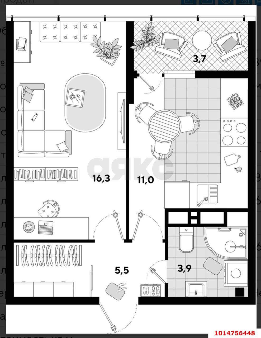 Фото №6: 1-комнатная квартира 40 м² - Краснодар, жилой комплекс Самолёт, ул. Западный Обход, 39/2к5