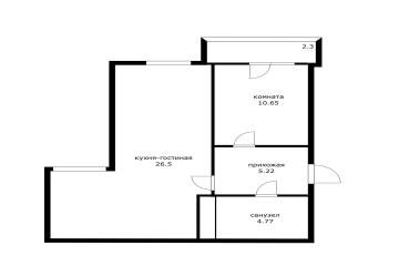 Фото №3: 1-комнатная квартира 47 м² - Краснодар, мкр. Карасунский внутригородской округ, ул. Новороссийская, 90/2к2