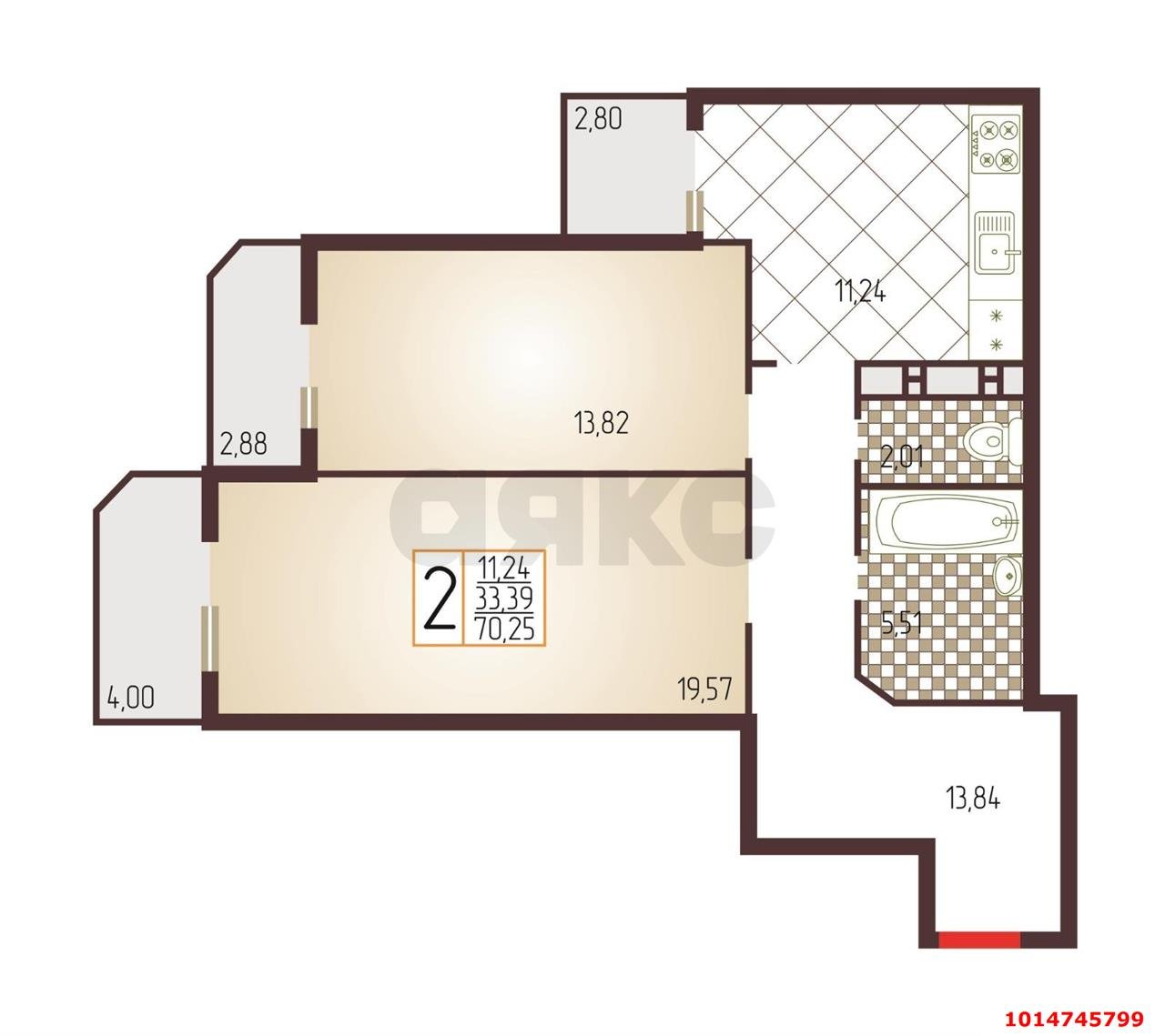 Фото №14: 2-комнатная квартира 72 м² - Краснодар, Центральный, ул. Кубанская Набережная, 64