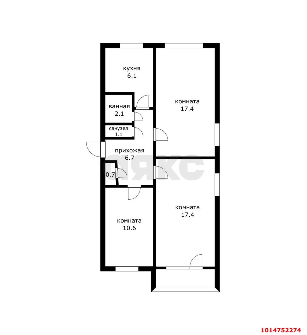 Фото №17: 3-комнатная квартира 64 м² - Краснодар, Черёмушки, ул. Айвазовского, 110