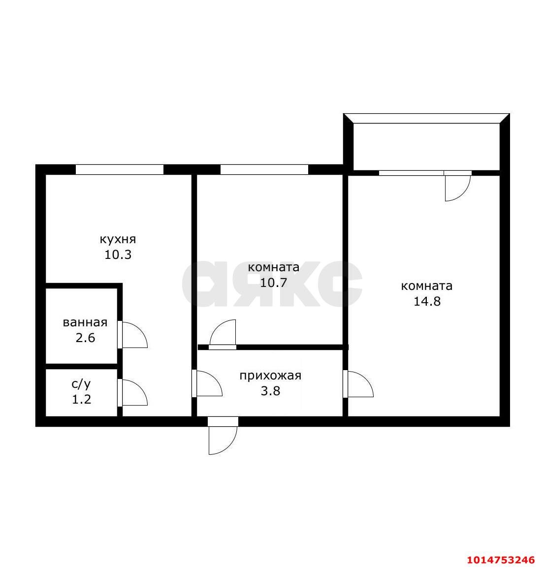 Фото №12: 2-комнатная квартира 46 м² - Краснодар, Черёмушки, ул. Селезнёва, 118
