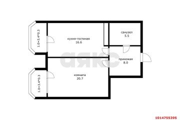 Фото №2: 1-комнатная квартира 58 м² - Краснодар, мкр. Центральный, ул. Березанская, 41