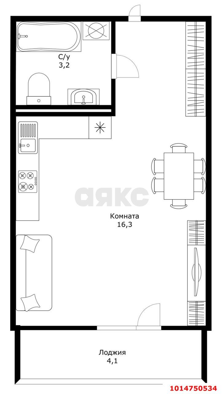 Фото №8: Студия 21 м² - Краснодар, жилой комплекс Радуга, ул. Евгении Жигуленко, 7к2