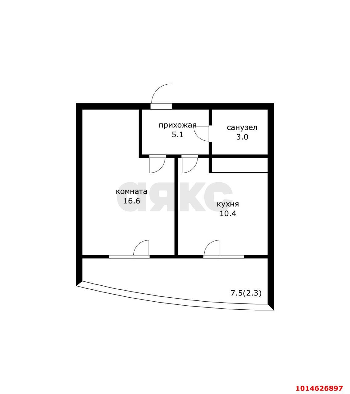 Фото №2: 1-комнатная квартира 37 м² - Краснодар, Черёмушки, ул. Обрывная, 22/1