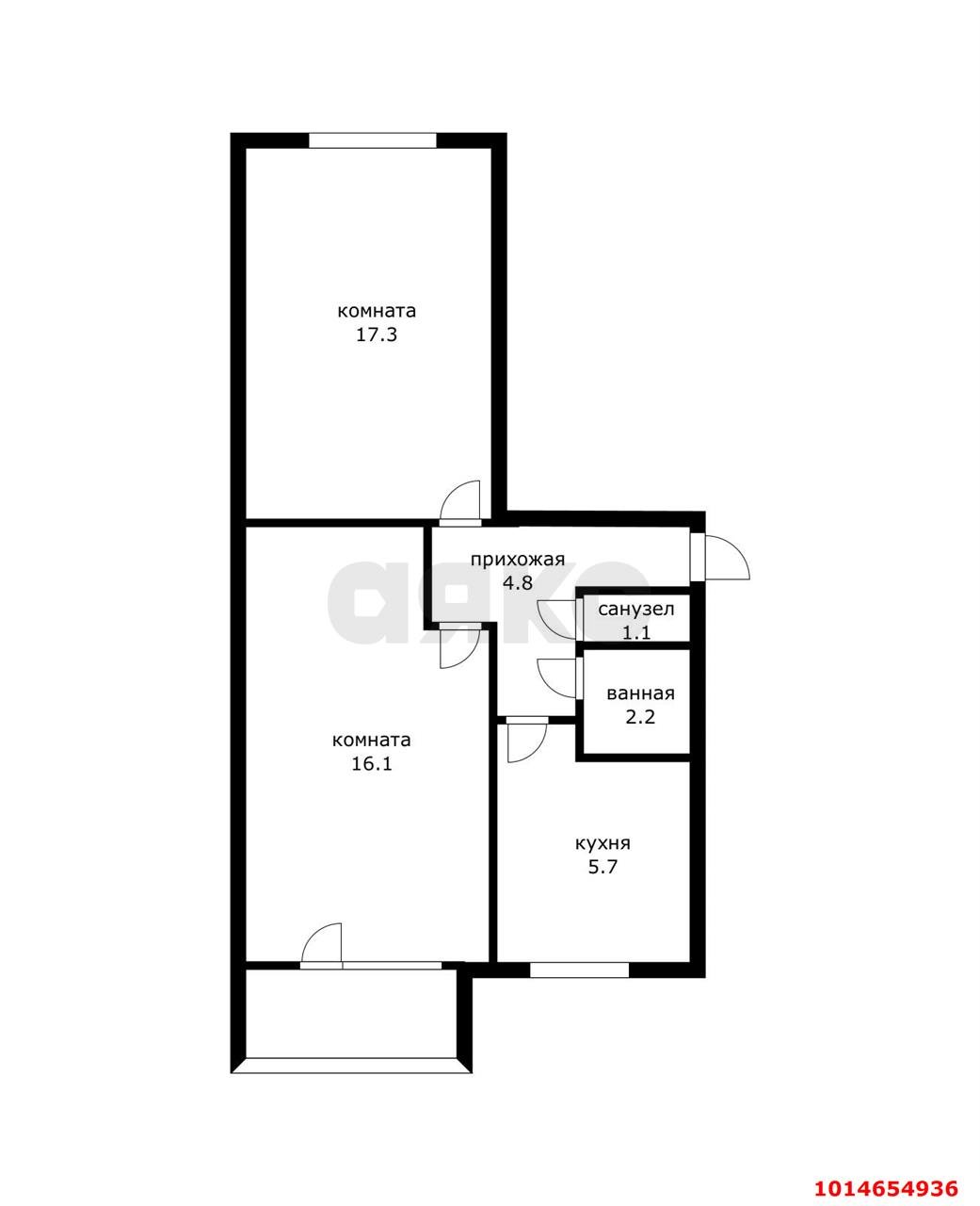 Фото №10: 2-комнатная квартира 48 м² - Берёзовый, Прогресс, ул. Археолога Анфимова, 24