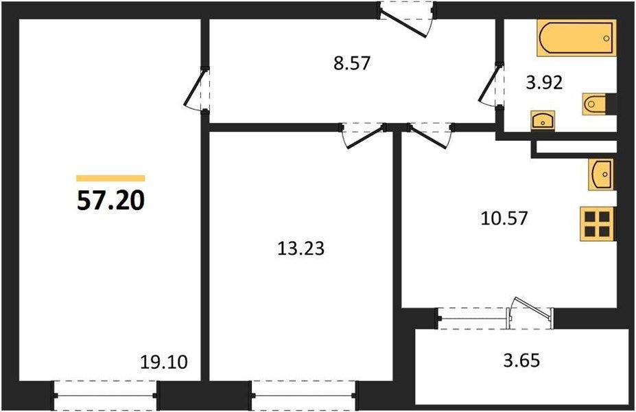 Фото №1: 2-комнатная квартира 57 м² - Краснодар, жилой комплекс Архитектор, ул. Доблести, 10
