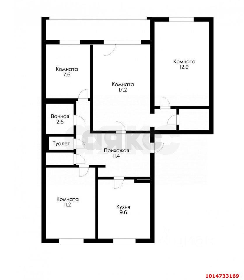 Фото №4: 4-комнатная квартира 84 м² - Краснодар, жилой комплекс Акварели-2, ул. Тепличная, 62/1к5