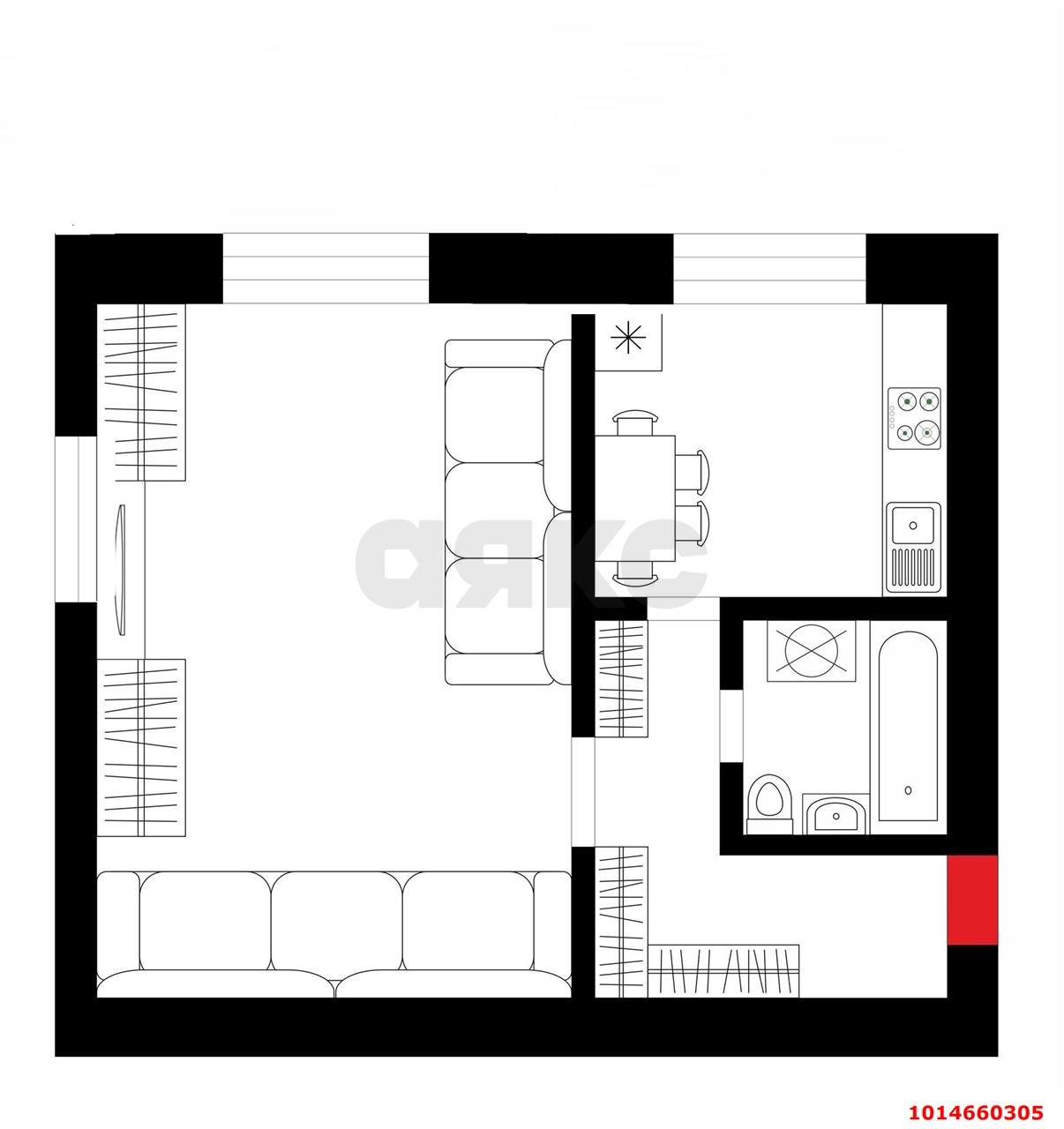 Фото №6: 1-комнатная квартира 31 м² - Краснодар, Черёмушки, ул. Стасова, 141
