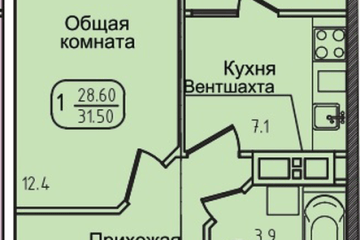 Фото №1: 1-комнатная квартира 31 м² - Яблоновский, ул. Луговая, 7/7