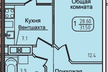 Фото №1: 1-комнатная квартира 31 м² - Яблоновский, ул. Луговая, 7/7