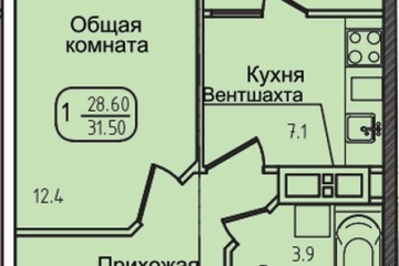 Фото №1: 1-комнатная квартира 31 м² - Яблоновский, ул. Луговая, 7/7