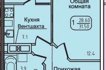 Фото №1: 1-комнатная квартира 31 м² - Яблоновский, ул. Луговая, 7/7