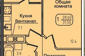 Фото №1: 1-комнатная квартира 31 м² - Яблоновский, ул. Луговая, 7/7