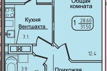 Фото №1: 1-комнатная квартира 32 м² - Яблоновский, ул. Луговая, 7/7