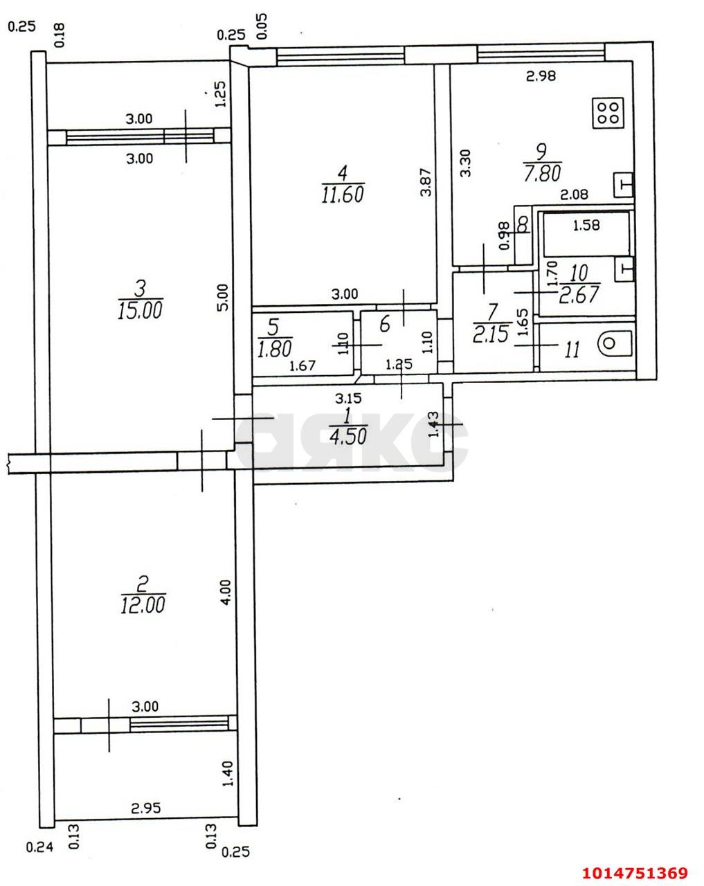 Фото №11: 3-комнатная квартира 68 м² - Краснодар, Фестивальный, ул. Атарбекова, 29