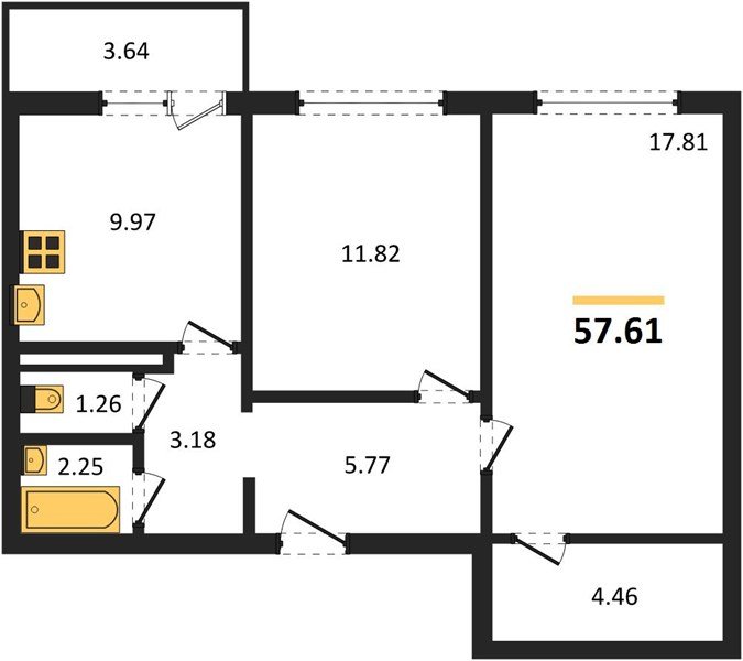 Фото №1: 2-комнатная квартира 57 м² - Лабинск, ЖК Первый, ул. Калинина, 309