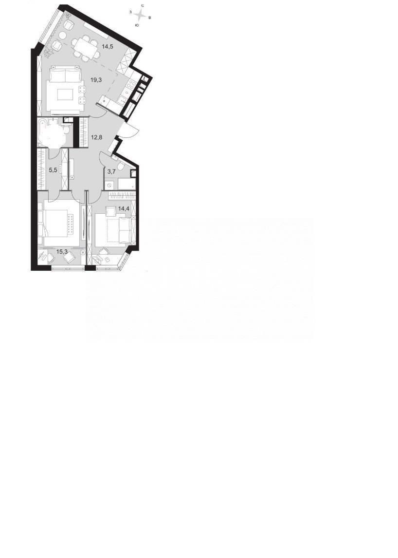 Фото №3: 3-комнатная квартира 90 м² - Москва, ЖК Архитектор, ул. Академика Волгина, 2