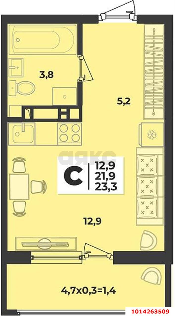 Фото №6: Студия 21 м² - Краснодар, жилой комплекс Лето, ул. имени Генерала Корнилова, 1