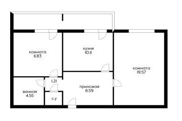 Фото №3: 2-комнатная квартира 56 м² - Краснодар, мкр. Прикубанский внутригородской округ, ул. Совхозная, 20