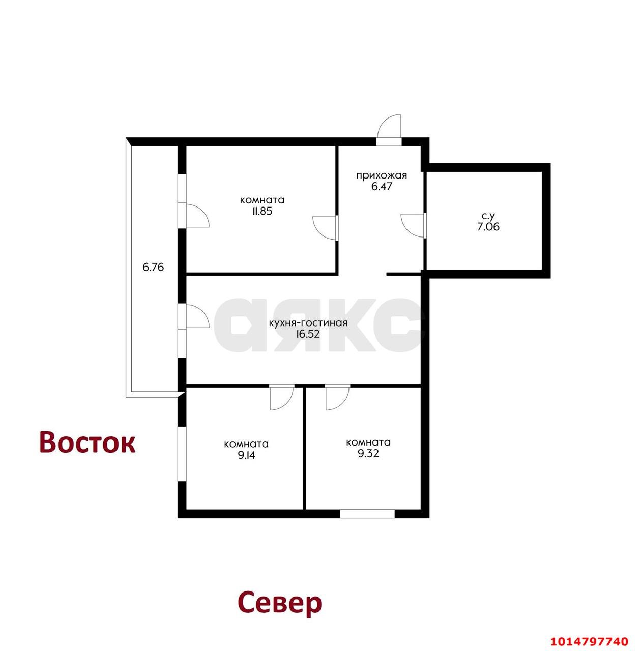 Фото №2: 3-комнатная квартира 69 м² - Новая Адыгея, ЖК Виноград 2, ул. Бжегокайская, 25/1к6